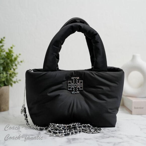 NWT Tory Burch Britten Puffy Nylon Mini Tote Crossbody in Black - Picture 2 of 8